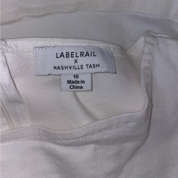 Labelrail Dress mini puff sleeve white cotton denim size 10 - Picture 7 of 8
